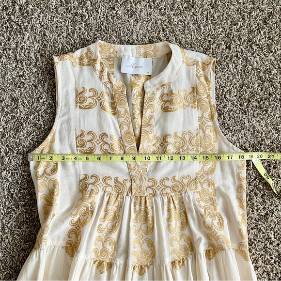 Kasia Resort Wear Maxi Dress Agatha White Gold Metallic Greece Boho Beach Gypsy - Picture 8 of 10